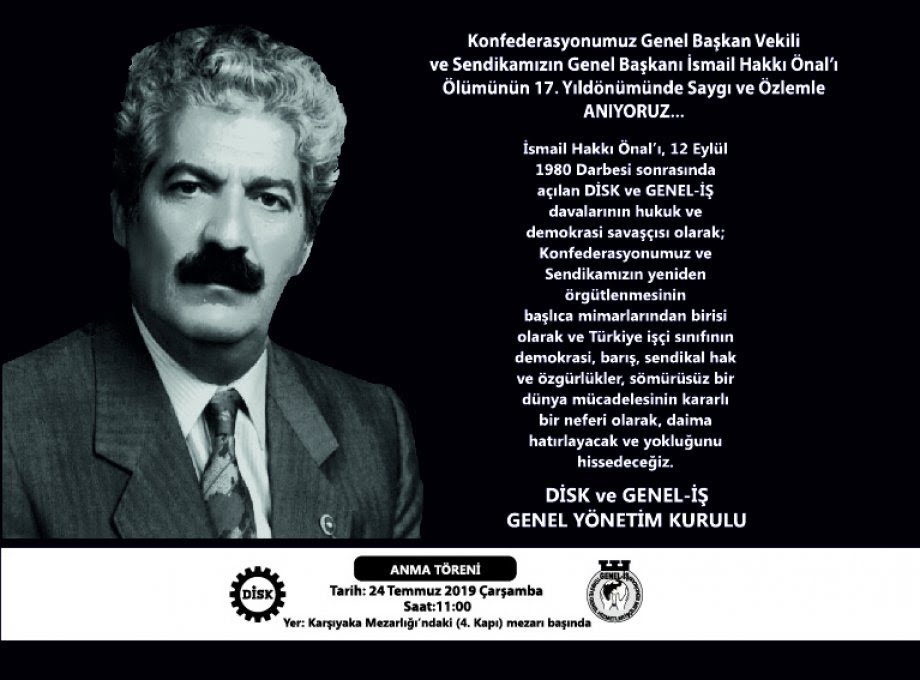 İsmail Hakkı Önal’ı Ölümünün 17. Yıldönümünde Saygı ve Özlemle Anıyoruz İsmail