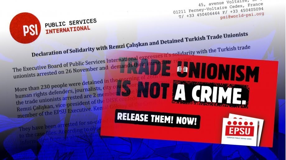 PSI’ın Sendikamızla Dayanışma Bildirgesi PSI’ın